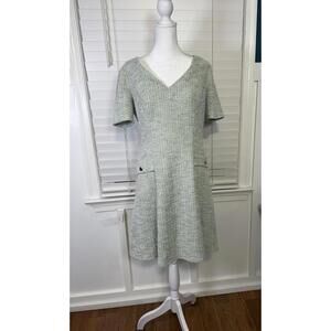 Maggy London Light Green Tweed Short Sleeve Dress with Pockets Size 6